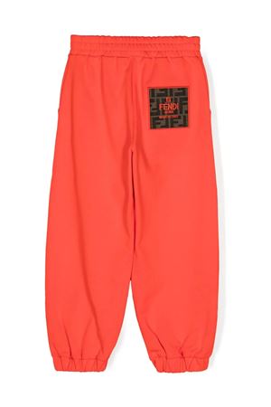 Pantaloni di tuta in cotone rosso FENDI KIDS | BUF0945V0F0XDC